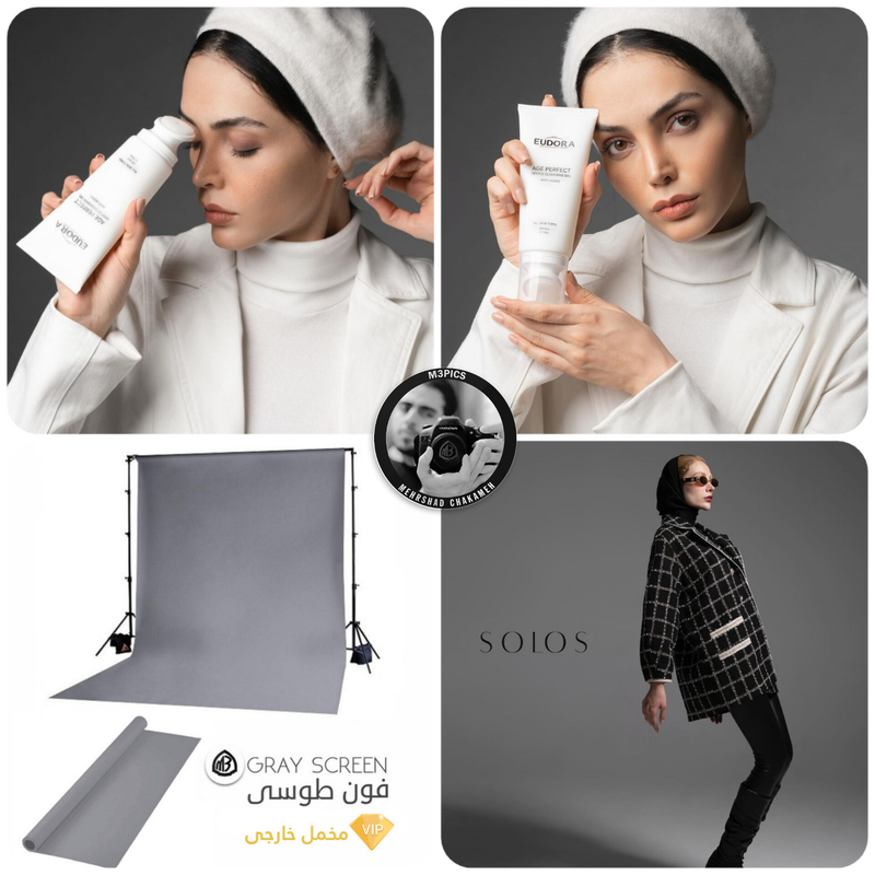 فون عکاسی طوسی 3x5 ( مخمل اروپایی )