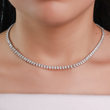گردنبند اشکی رو به پایین نگین زیرکنیا سفید نقره اصل برند تنیس بر روی گردن مدل