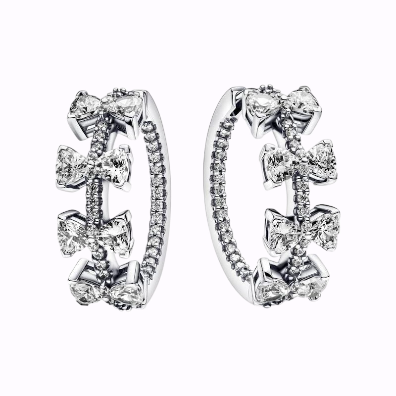 عکس گوشواره حلقه ای پاپیونی درخشان پاندورا