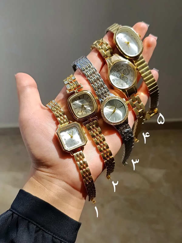 کالکشن ساعت مچی طلایی صفحه سفید زنانه