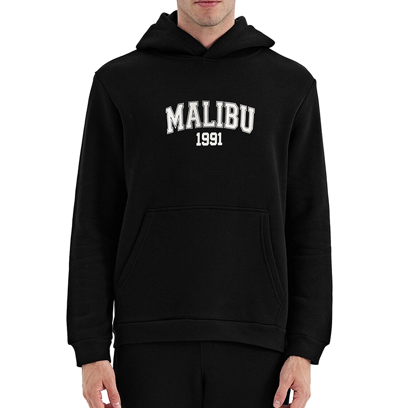 هودی مردانه کلاه‌دار MALIBU برند ۱۹۹۱ مدل GK1945 رنگ مشکی — نمای جلو