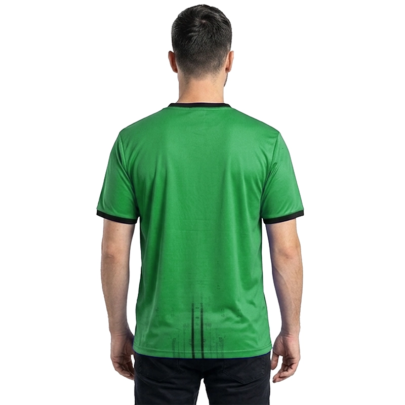 نمای پشت بافت تیشرت ورزشی مردانه TS-167 سبز چمنی