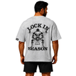 تیشرت مردانه زنانه اورسایز نخی 1991 Lock In Season مدل TS19110 طوسی پشت