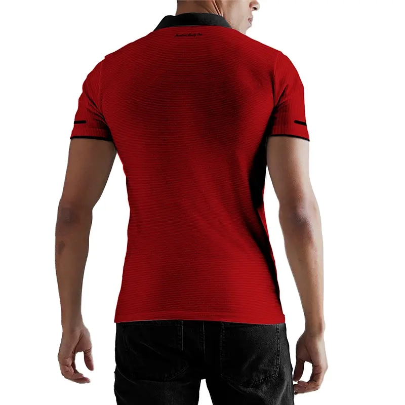 پولوشرت ورزشی مردانه دکمه‌دار 1991 مدل POL1924 رنگ قرمز نمای پشت