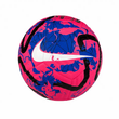 توپ فوتبال چرمی دوختی طرح Nike 2024 سایز 5 رنگ صورتی با پنل‌های آبی — نمای جلو