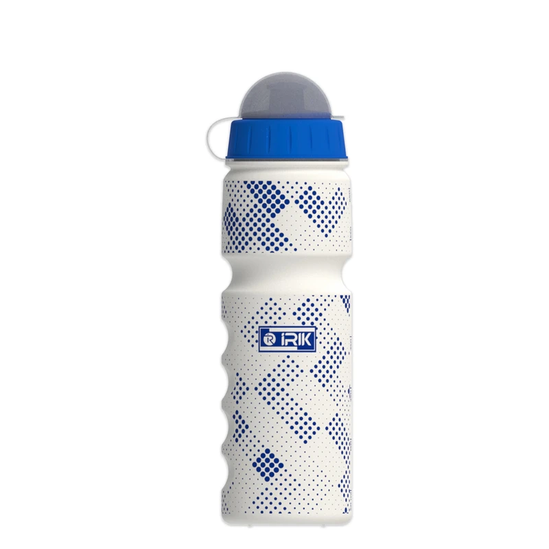 بطری آب دوچرخه‌سواری IRK 750ml رنگ آبی با پترن لوزی halftone — نمای جلو