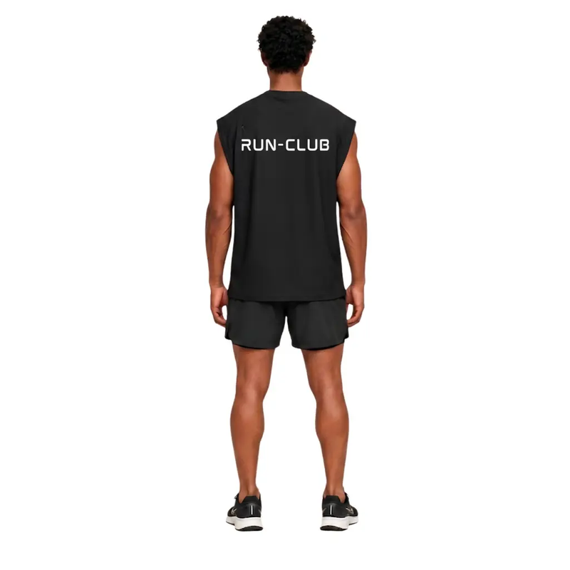 نمای پشت رکابی اورسایز مشکی مردانه 1991 با چاپ سفید RUN CLUB
