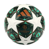 نمای لوگوی رسمی UEFA CHAMPIONS LEAGUE و لوگوی سه خط آدیداس روی توپ چرمی چمن