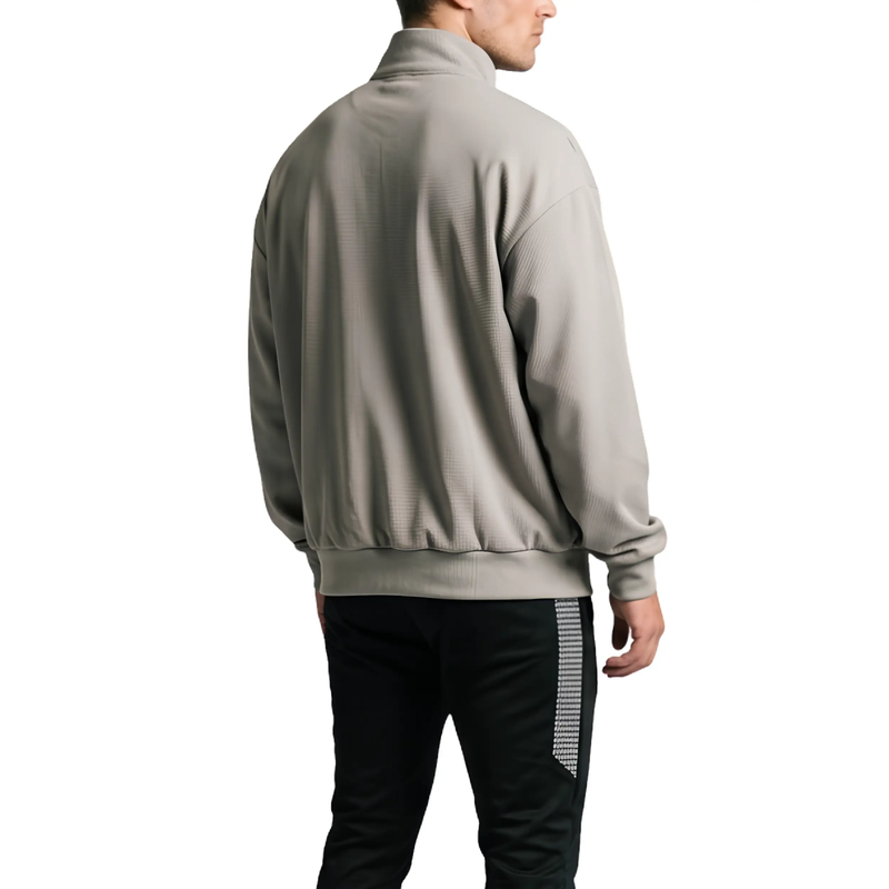 سویشرت کبریتی نیم زیپ ورزشی مردانه 1991 مدل BT19001 نقره ای پشت