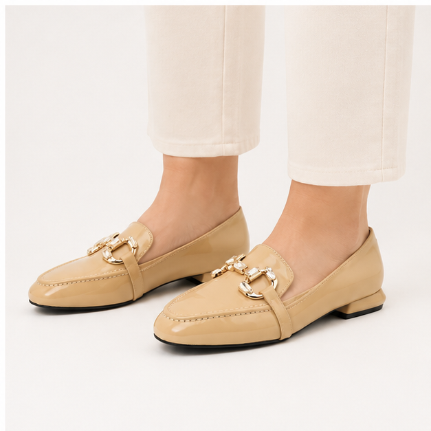 کفش کالج زنانه مدل Flat shoes - 0036_Creamy
