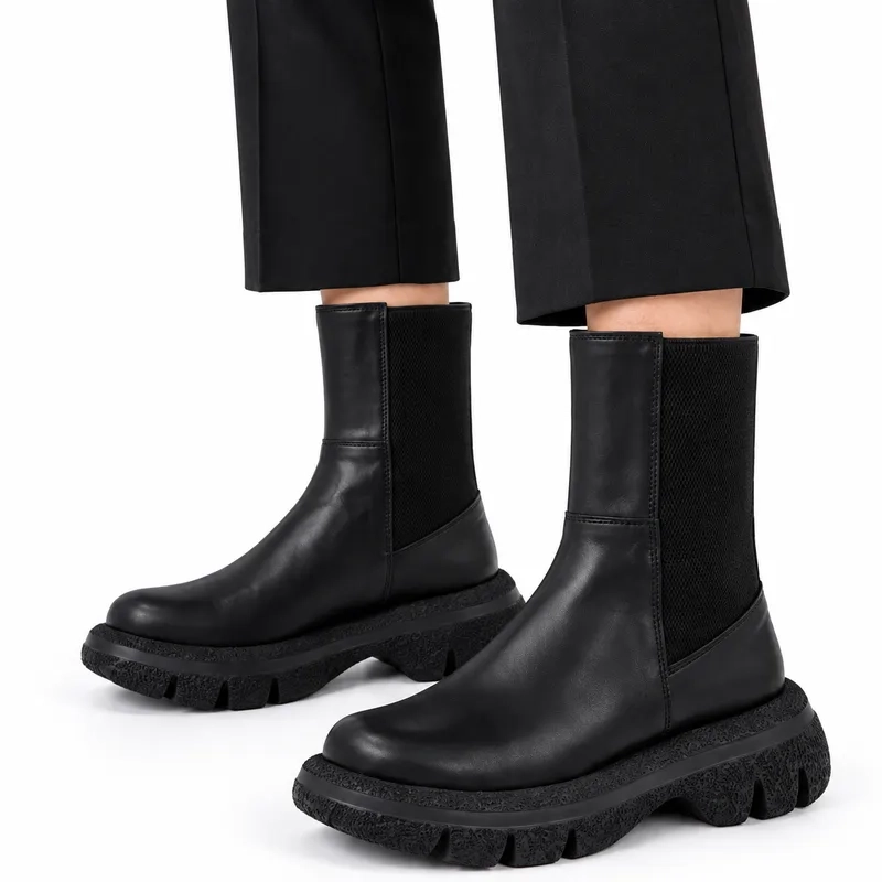 کفش بوت زنانه استرادیواریوس مدل Stradivarius Flat Ankle Boots - BTB90