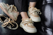 کفش اسپرت دخترانه مدل sneaker - 0024_Creamy White
