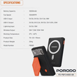 پاوربانک 10000 میلی آمپر و فن خنک کننده پرودو مدل PORODO PD-PBFCH083-BK