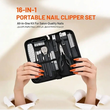 ست مانیکور و پدیکور 16 تکه پرودو مدل PORODO STAINLESS STEEL NAIL CLIPPER SET PDLFST8010BK