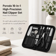 ست مانیکور و پدیکور 16 تکه پرودو مدل PORODO STAINLESS STEEL NAIL CLIPPER SET PDLFST8010BK