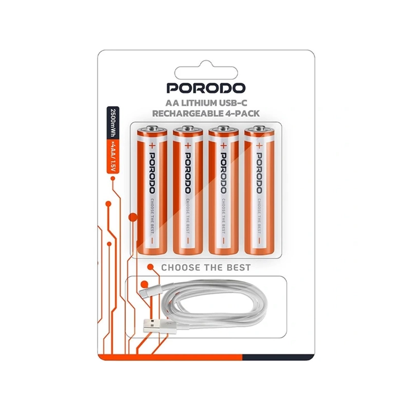 باتری شارژی قلمی پرودو مدل PORODO RECHARGEABLE LITHIUM BATTERY PDAA25RB