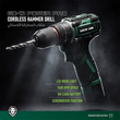 دریل شارژی گرین لاین مدل GREEN LION GD-13 POWER PRO CORDLESS HAMMER DRILL GNGD13D16VGN
