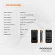 پاوربانک خورشیدی 20000 میلی آمپر پرودو مدل PORODO SOLAR POWER BANK PDPBFCH070BK