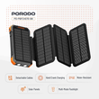 پاوربانک خورشیدی 20000 میلی آمپر پرودو مدل PORODO SOLAR POWER BANK PDPBFCH070BK