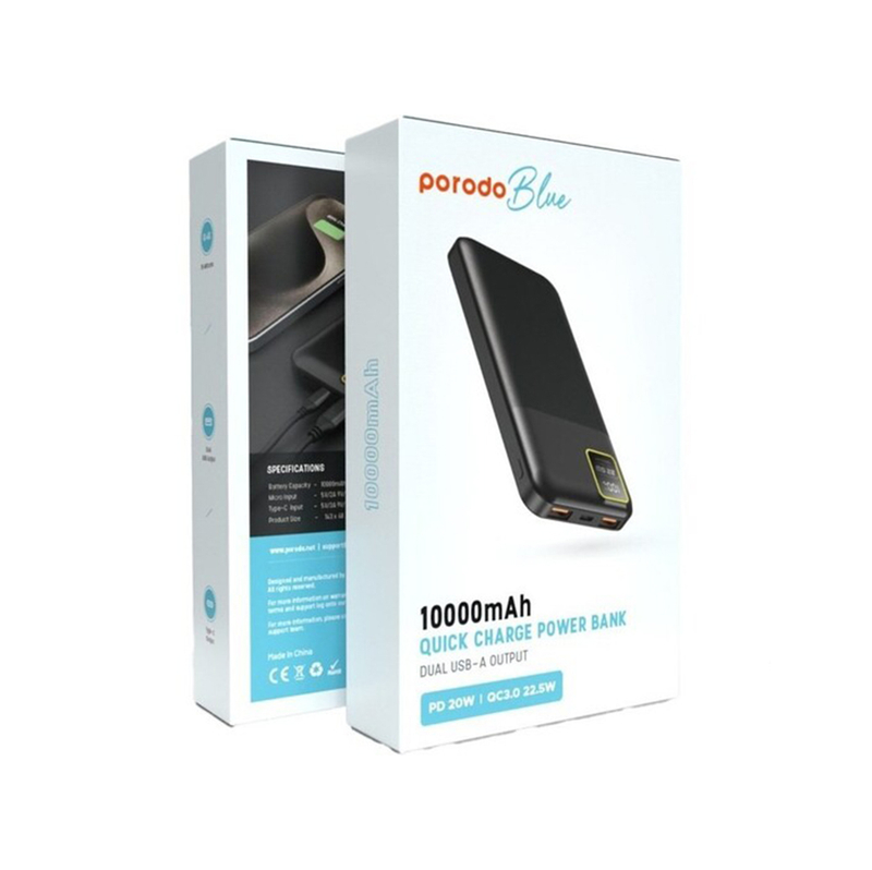 پاوربانک 20000 پرودو مدل PORODO BLUE 22W PB22WPB20K