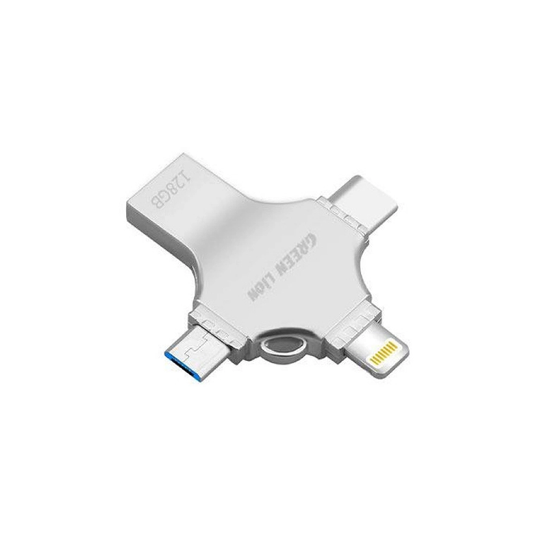 فلش مموری 4 کاره گرین لاین مدل GREEN LION 4 IN 1 USB FLASH DRIVE GN4IN1USB128SL