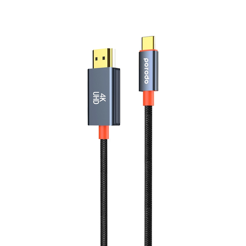 TYPE-C to HDMI cable PORODO WOVWN BRAIDED PD-CBL0016-BK