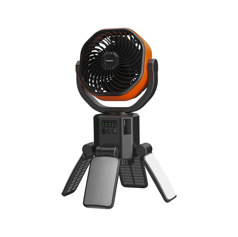 Rechargeable fan and solar power bank model PORODO SUNCHARGE OUTDOOR SOLAR FAN PDLFSTFNBK0G