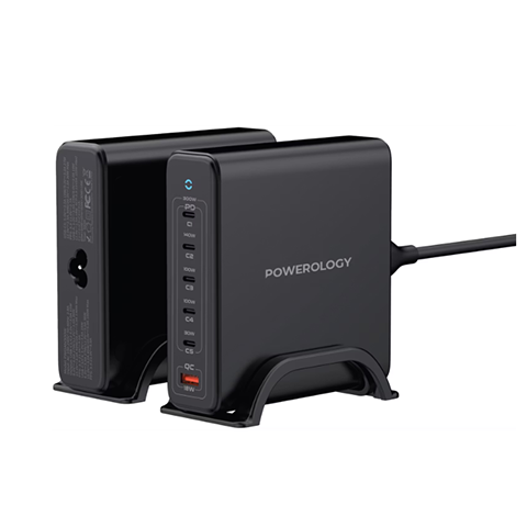 پاوربانک رومیزی پاورولوژی مدل POWEROLOGY VOLT-X GAN 300W SMART DESKTOP CHARGER PWGAN300WBK