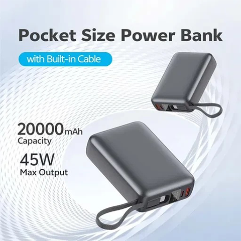 پاوربانک 20000 میلی آمپر کیو سی وای مدل QCY 45W PB20A