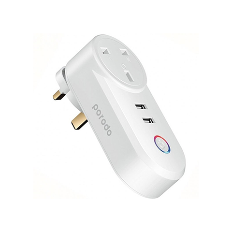 پریز هوشمند پرودو مدل PORODO SMART WIFI PLUG WITH DUAL USB CHARGE PD-WFPU2 شارژر