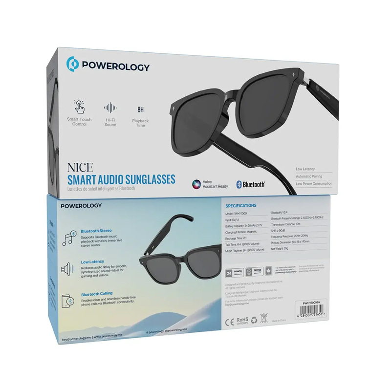 عینک آفتابی هوشمند پاورولوژی مدل POWEROLOGY NICE SMART AUDIO SUNGLASSES PWHY1009PL