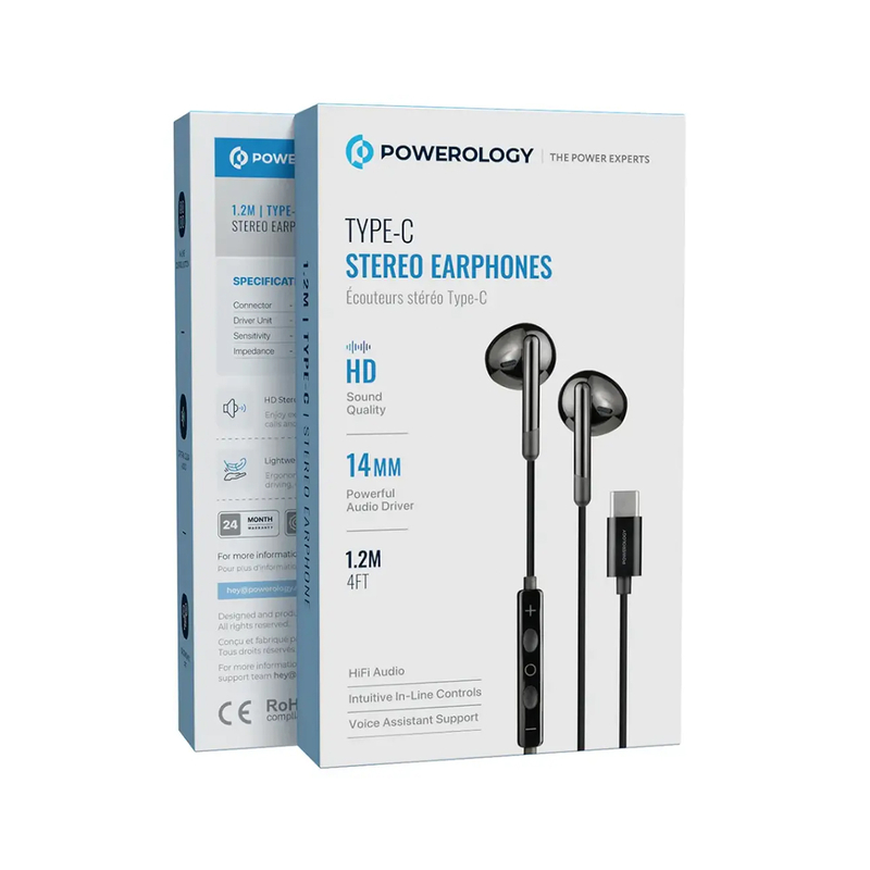  هندزفری سیمی تایپ سی پاورولوژی مدل Stereo Earphones PWEPHCR17BK