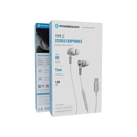 هندزفری سیمی پاورولوژی مدل POWEROLOGY TYPE-C STEREO EARPHONES PWTYPEC