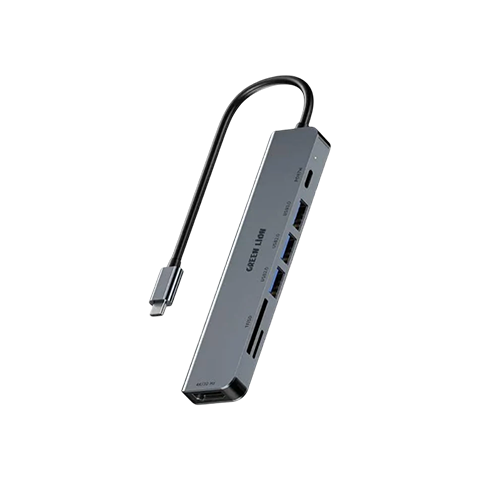 هاب 7 پورت تایپ سی گرین لاین مدل GREEN LION 7 IN 1 USB-C HUB GHB-9 GN7N1CHUB