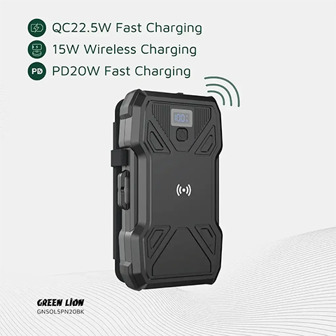 پاوربانک خورشیدی ۵ پنل 20000 میلی آمپر گرین لاین مدل GL-PX27