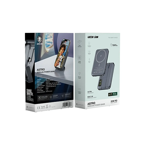 پاوربانک 5000 میلی آمپر مگسیف گرین لاین مدل GREEN LION ASTRO GL-PX58 GN58AS5KPB