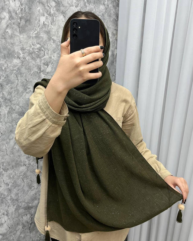 شال پلیسه اکلیلی پوم دار وارداتی 3987