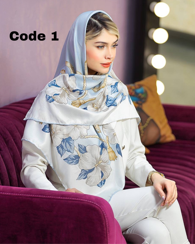 روسری ابریشم توییل دست دوز 3709 