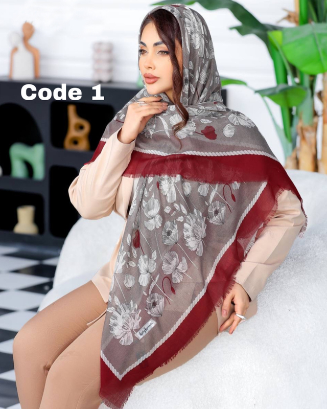 روسری نخ اسپان گلدار بهاره 3535