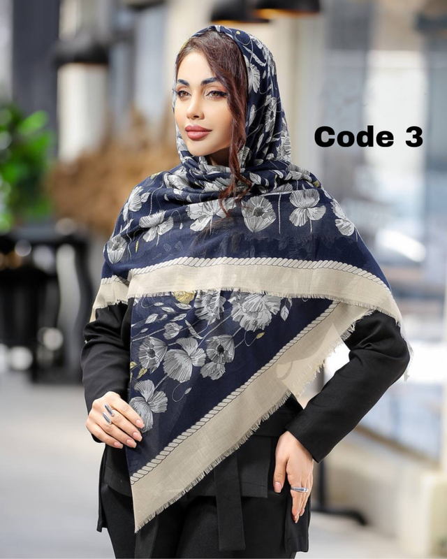 روسری نخ اسپان گلدار بهاره 3535
