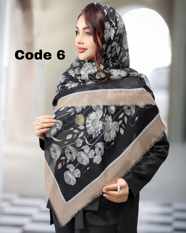 روسری نخ اسپان گلدار بهاره 3535