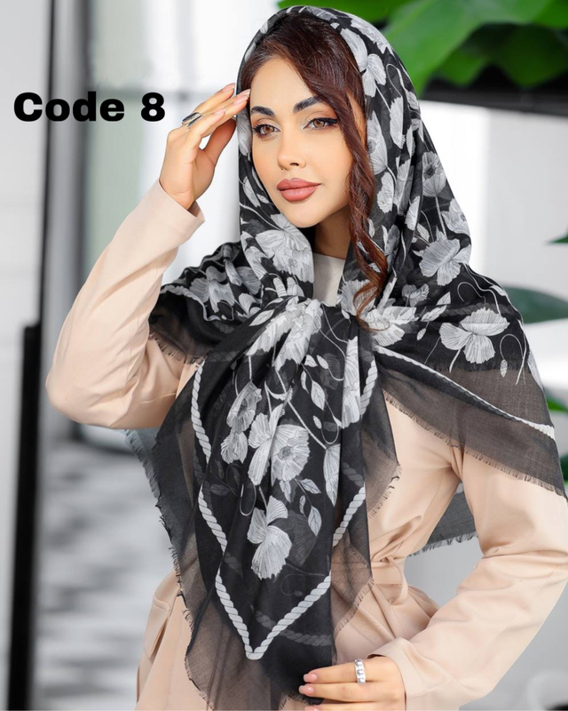 روسری نخ اسپان گلدار بهاره 3535