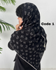 روسری پلیسه مشکی طرحدار وارداتی 4425