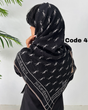 روسری پلیسه مشکی طرحدار وارداتی 4425