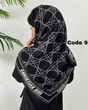 روسری پلیسه مشکی طرحدار وارداتی 4425