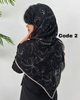 روسری پلیسه مشکی طرحدار وارداتی 4425