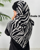 روسری پلیسه مشکی طرحدار وارداتی 4425
