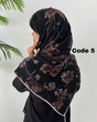 روسری پلیسه مشکی طرحدار وارداتی 4425