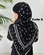 روسری پلیسه مشکی طرحدار وارداتی 4425