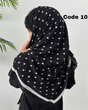 روسری پلیسه مشکی طرحدار وارداتی 4425